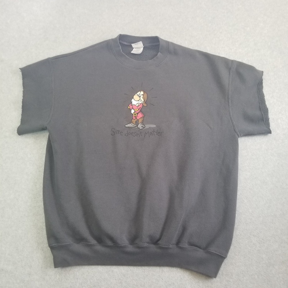 Vintage Disney Store Sweater Mens Extra Large Gray Grumpy Cutoff Sleeve USA 90s